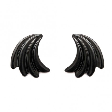 Boucles d'oreilles vintage ailes noires 80's