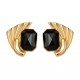 Boucles d'oreilles art déco dorées et noir pop 80's