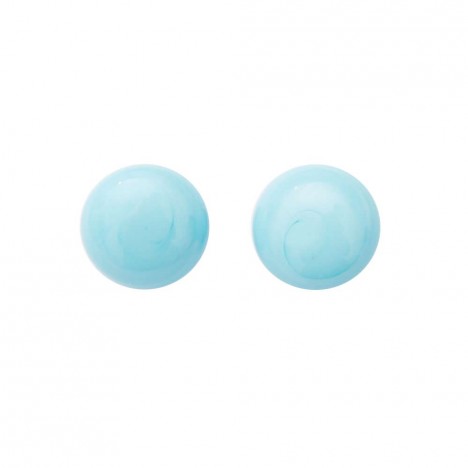 Boucles d'oreilles rondes en céramique bleu pastel 60's