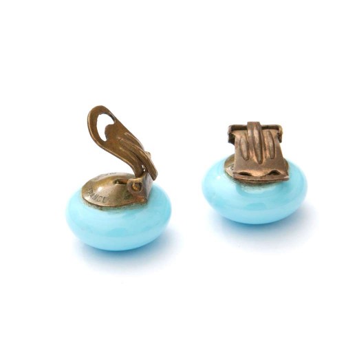 Boucles D'Oreilles Pendantes Rondes Céramique Bleu Antique 15mm - 35mm Longueur Élégante