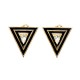 Boucles d'oreilles triangles dorées et noir + pierre 80's