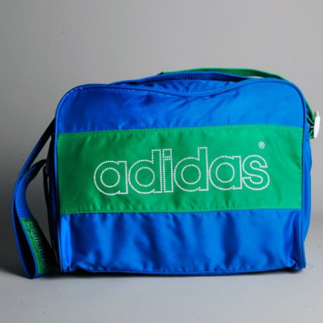 Besace / Sac Adidas Vintage Old School Bleu et Vert - Années 80