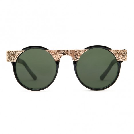 Lunettes Spitfire Hi Teque noires et dorées solaires