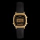 Casio LA670WEGL-1EF - Montre casio vintage dorée et bracelet cuir noir