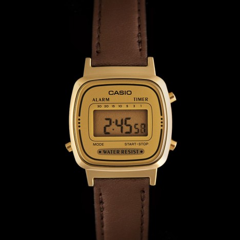 Casio LA670WEGL-9EF - Montre Casio classic dorée et bracelet cuir femmes