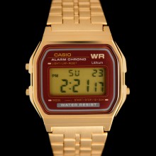 Casio A159WGEA-5EF - Montre Casio vintage dorée cadran marron 80's