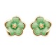Boucles d'oreilles kitsch fleur dorée et émail vert