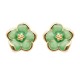 Boucles d'oreilles kitsch fleur dorée et émail vert