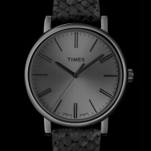 TIMEX T2N959 - Montre Timex Héritage femme XL noire bracelet style python