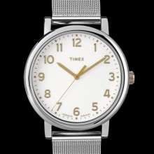 Timex T2N600 - Montre Timex Héritage cadran blanc et doré maille milanaise